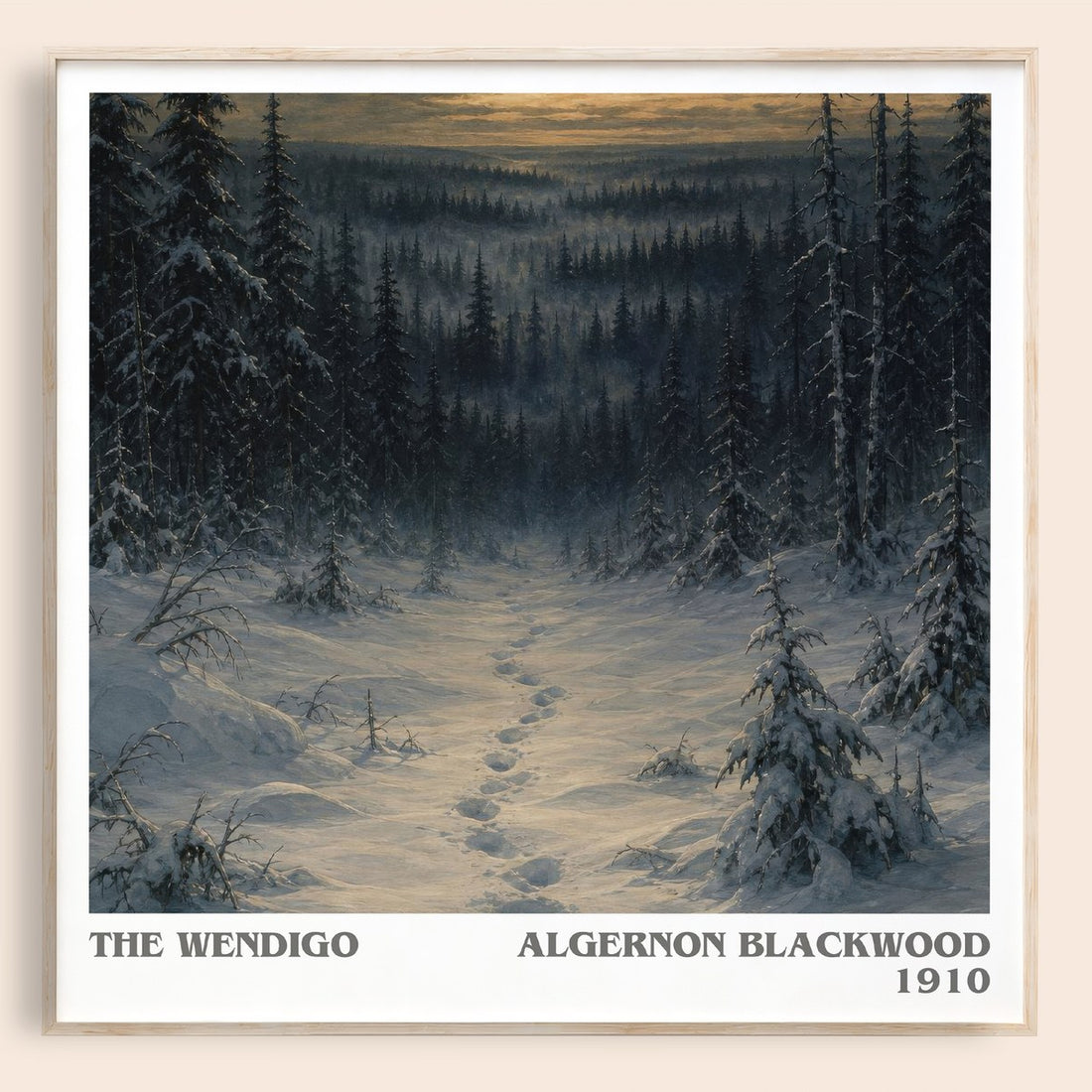 The Wendigo literary book poster by Algernon Blackwood – framed literary art print