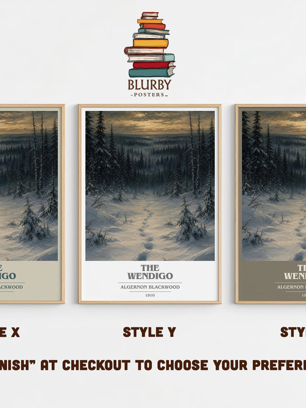 The Wendigo book cover print in frame leaning in hallway – horror wall art