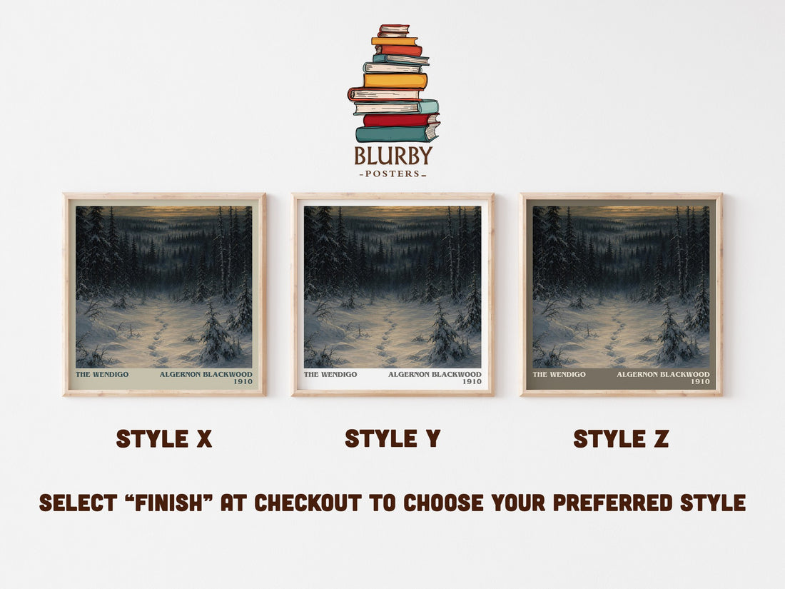The Wendigo literary print in frame leaning in hallway – horror wall art (mockup)