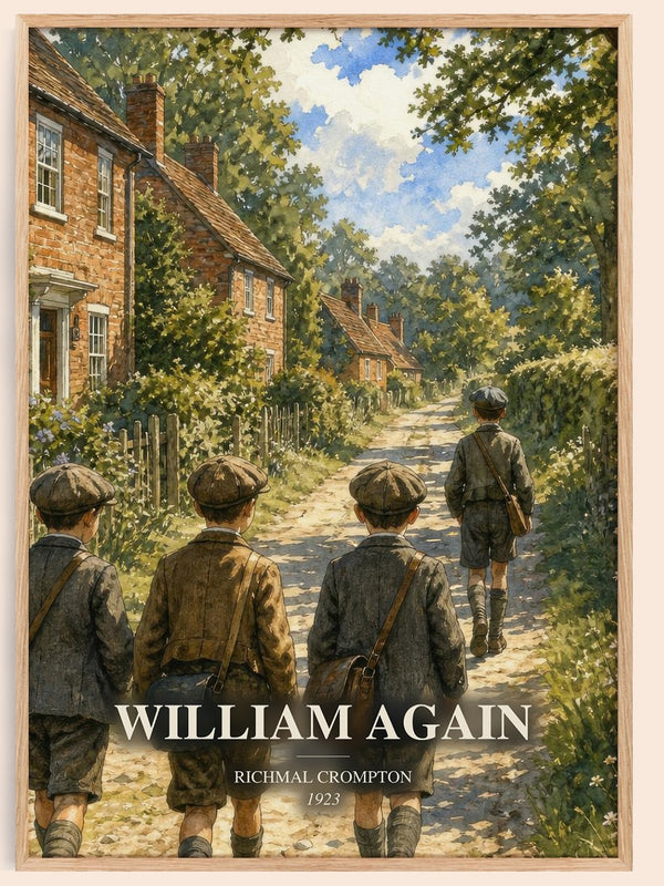 William Again watercolour book poster by Richmal Crompton – framed literary art print