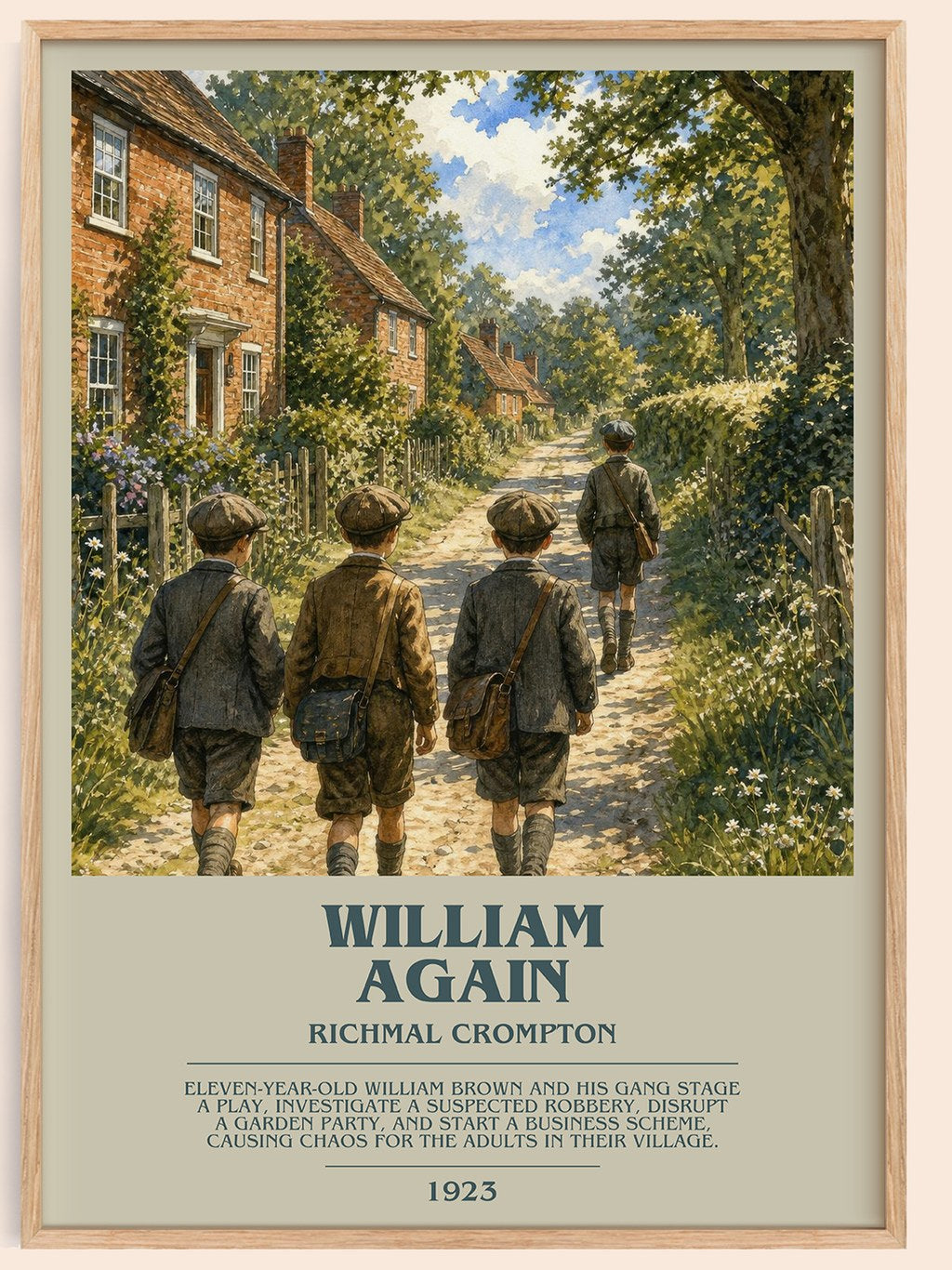 William Again bookish book poster by Richmal Crompton – framed literary art print