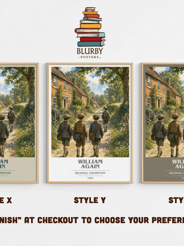 William Again book cover print in frame leaning in hallway – childrens wall art