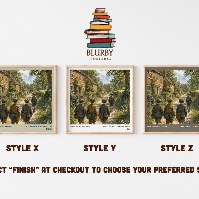 William Again literary print in frame leaning in hallway – childrens wall art