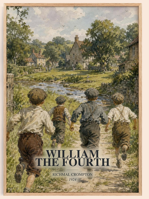 William the Fourth watercolour book poster by Richmal Crompton – framed literary art print