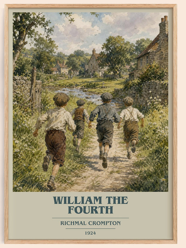 William the Fourth book cover book poster by Richmal Crompton – framed literary art print