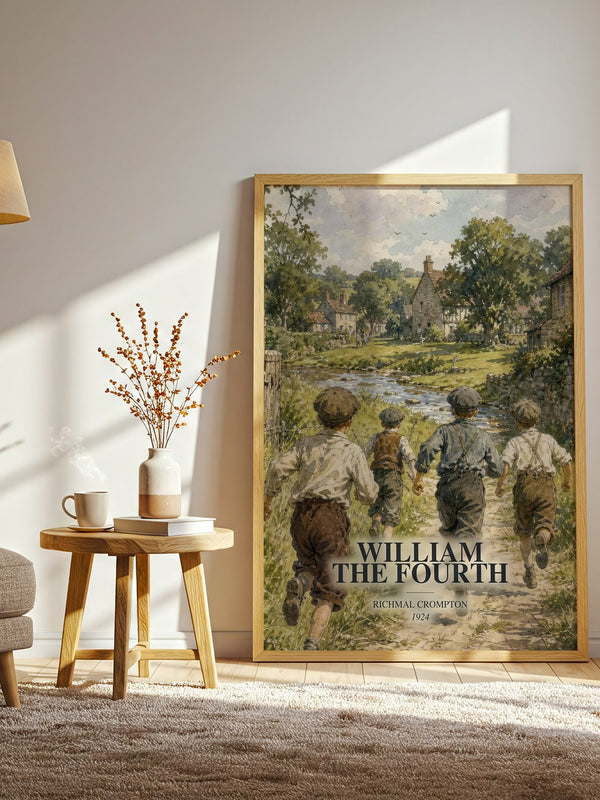 William the Fourth watercolour print in frame leaning in hallway – childrens wall art