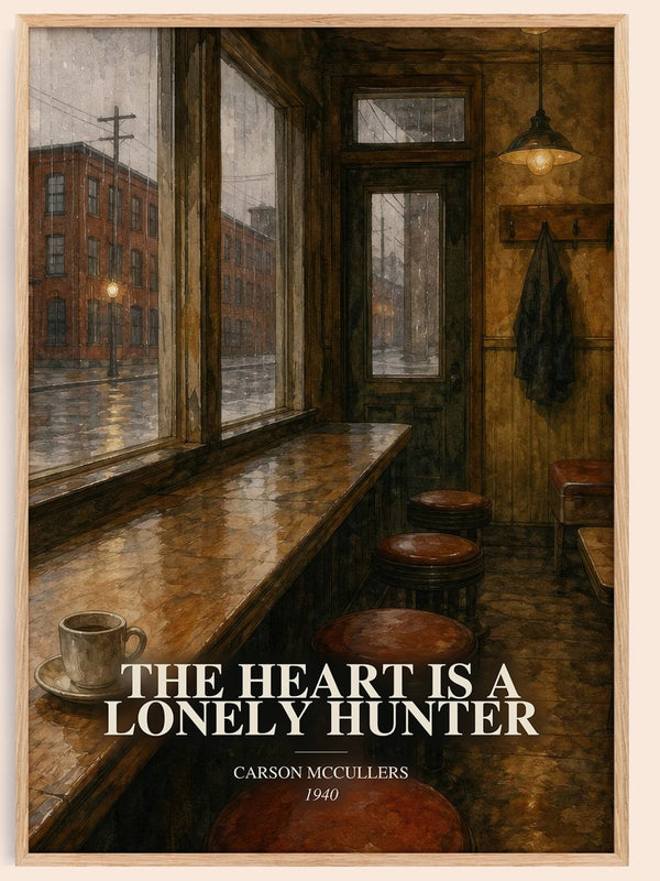 The Heart Is a Lonely Hunter watercolour book poster by Carson McCullers – framed literary art print