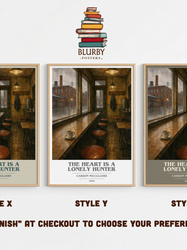 The Heart Is a Lonely Hunter book cover print in frame leaning in hallway – literary fiction wall art