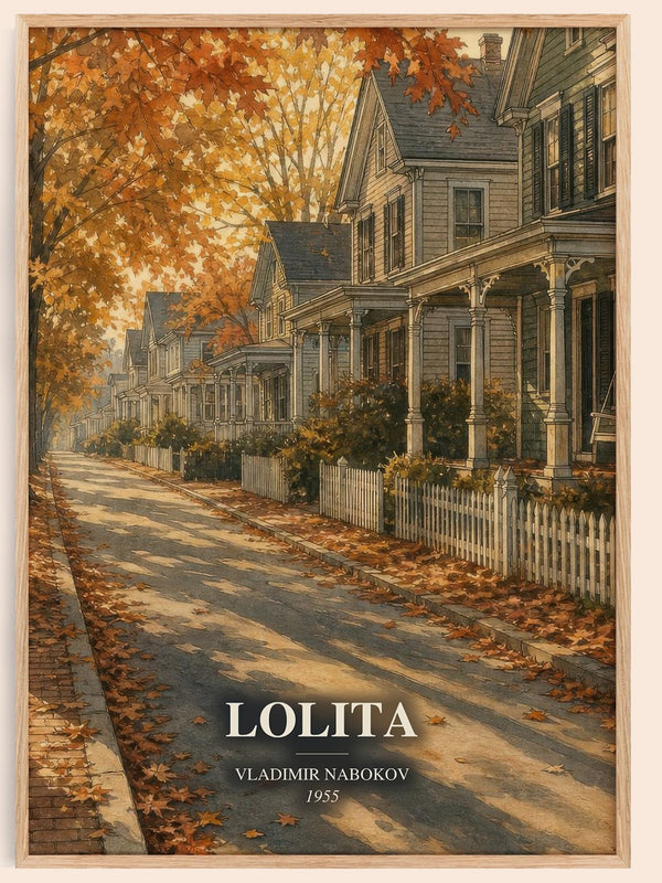 Lolita watercolour book poster by Vladimir Nabokov – framed literary art print