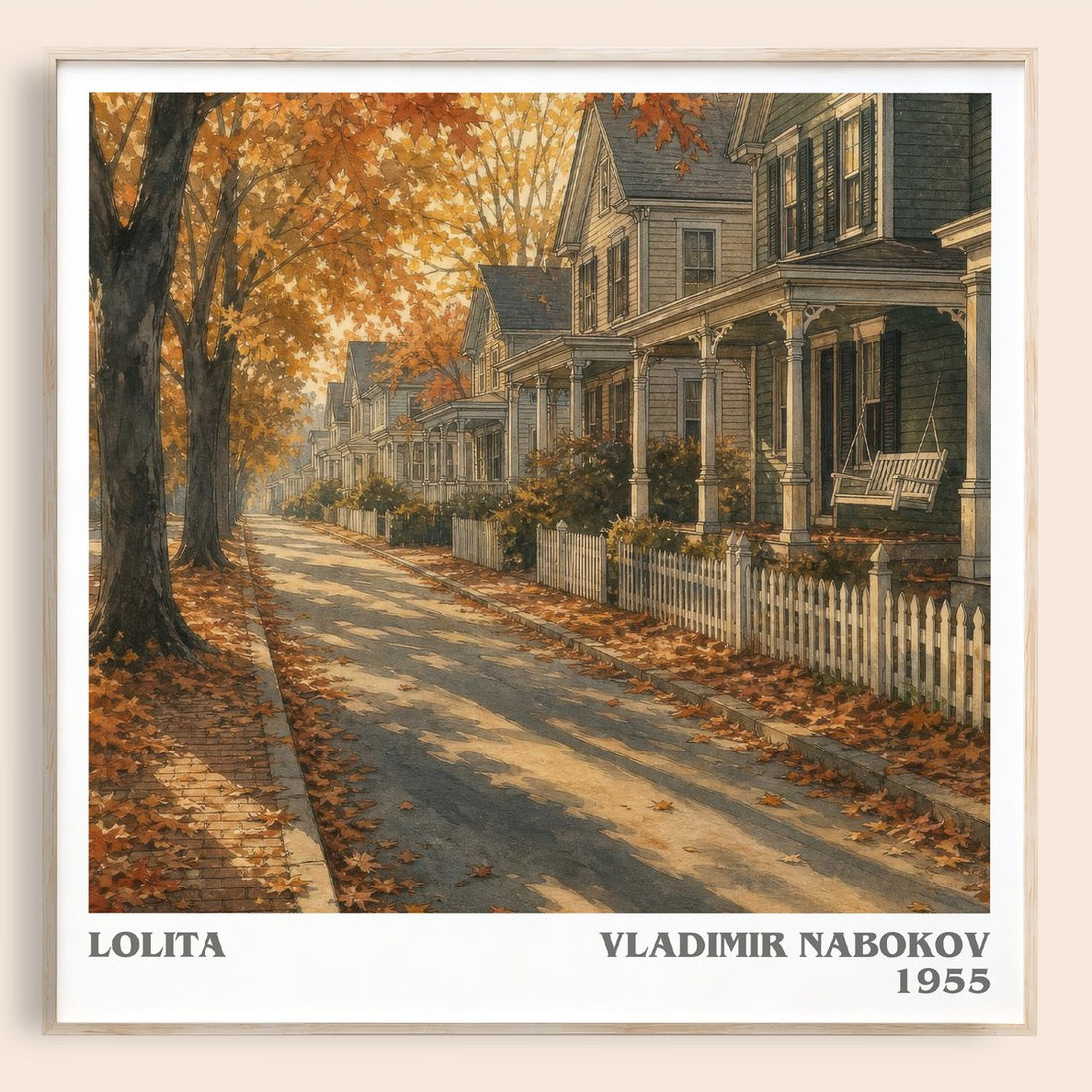 Lolita literary book poster by Vladimir Nabokov – framed literary art print