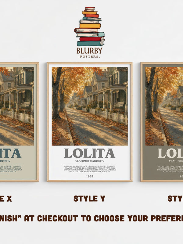 Lolita bookish print in frame leaning in hallway – literary fiction wall art