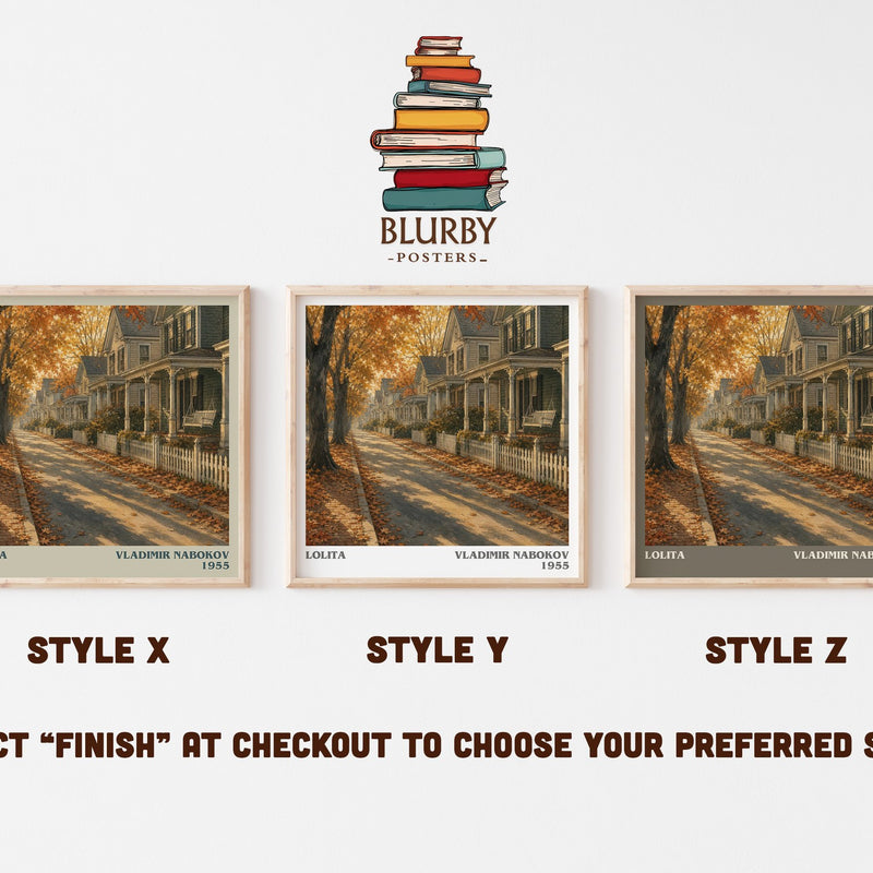 Lolita literary print in frame leaning in hallway – literary fiction wall art