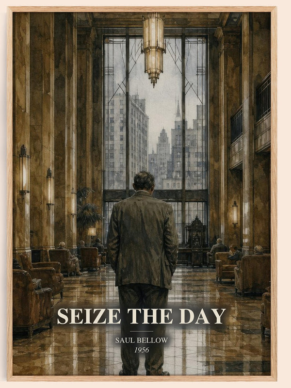Seize the Day watercolour book poster by Saul Bellow – framed literary art print