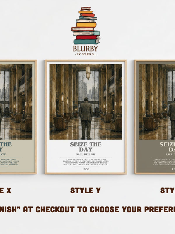 Seize the Day bookish print in frame leaning in hallway – literary fiction wall art
