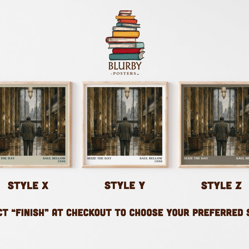 Seize the Day literary print in frame leaning in hallway – literary fiction wall art