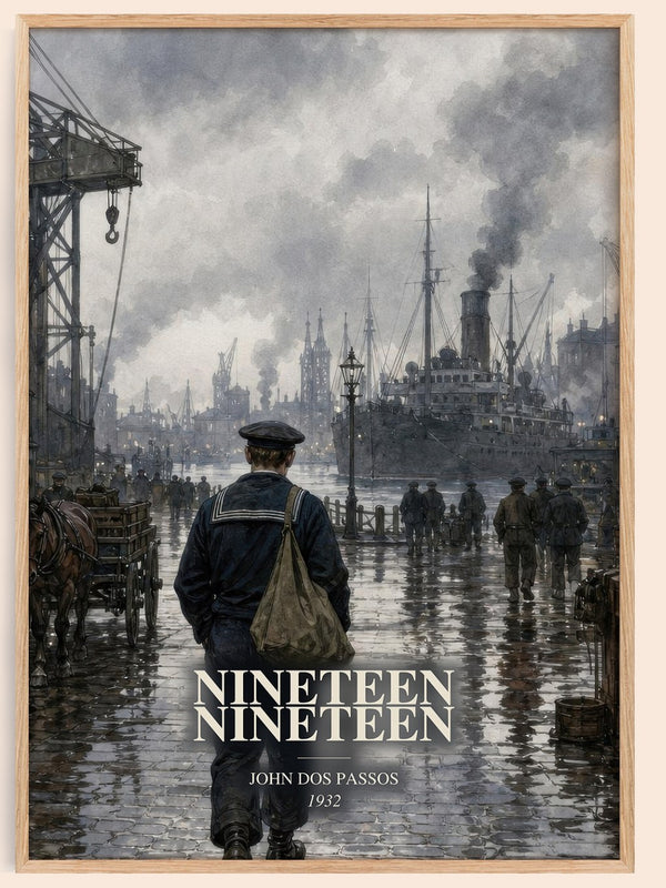 Nineteen Nineteen watercolour book poster by John Dos Passos – framed literary art print