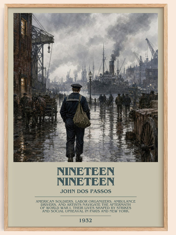 Nineteen Nineteen bookish book poster by John Dos Passos – framed literary art print