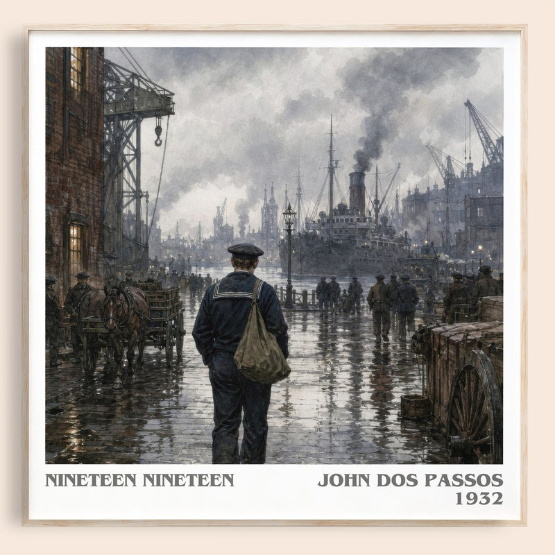 Nineteen Nineteen literary book poster by John Dos Passos – framed literary art print