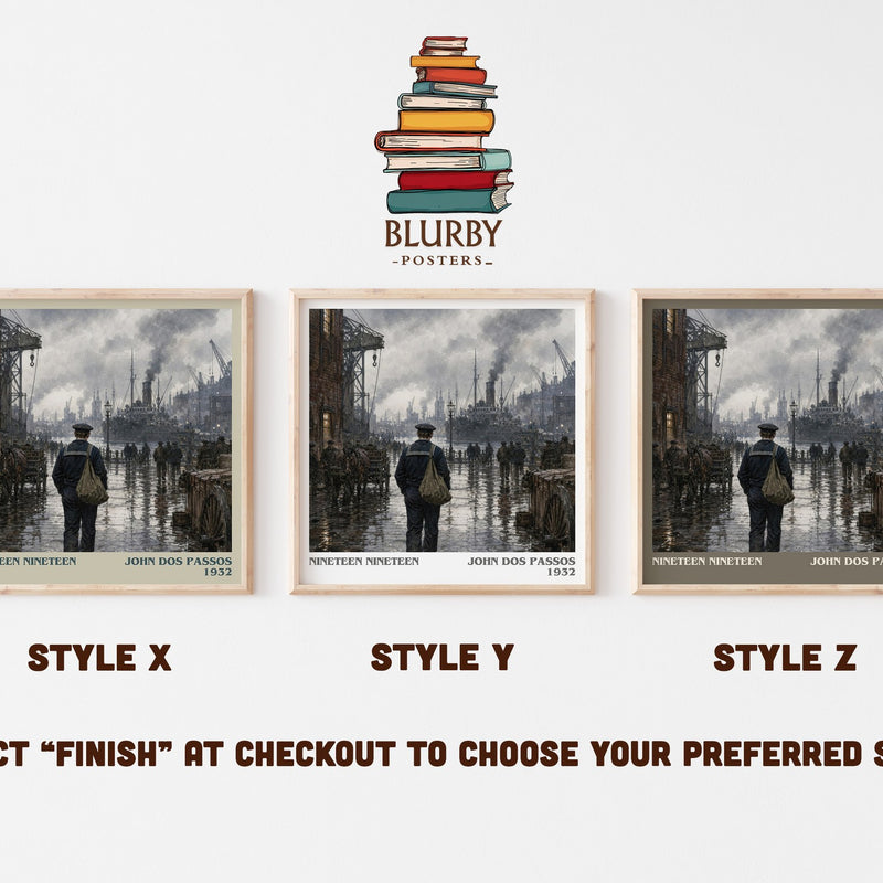 Nineteen Nineteen literary print in frame leaning in hallway – literary fiction wall art