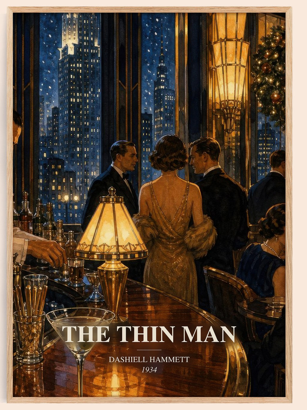 The Thin Man watercolour book poster by Dashiell Hammett – framed literary art print