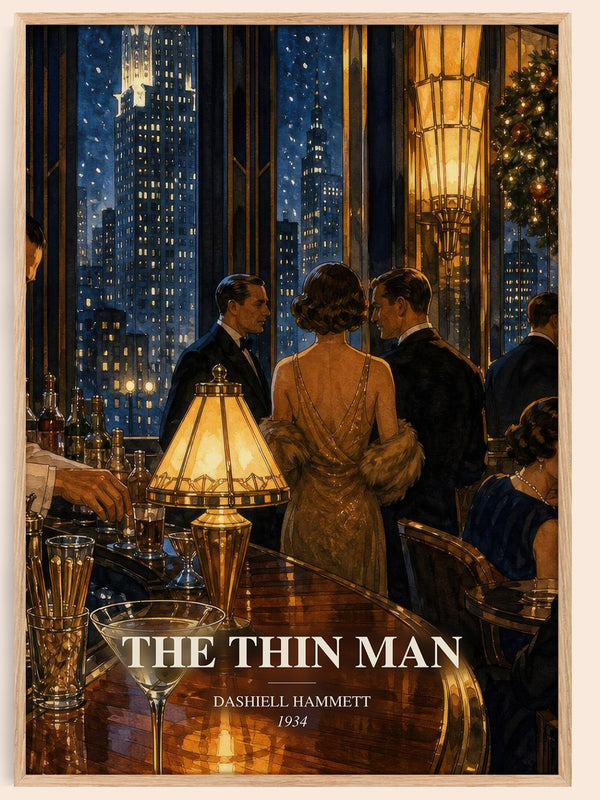 The Thin Man watercolour book poster by Dashiell Hammett – framed literary art print