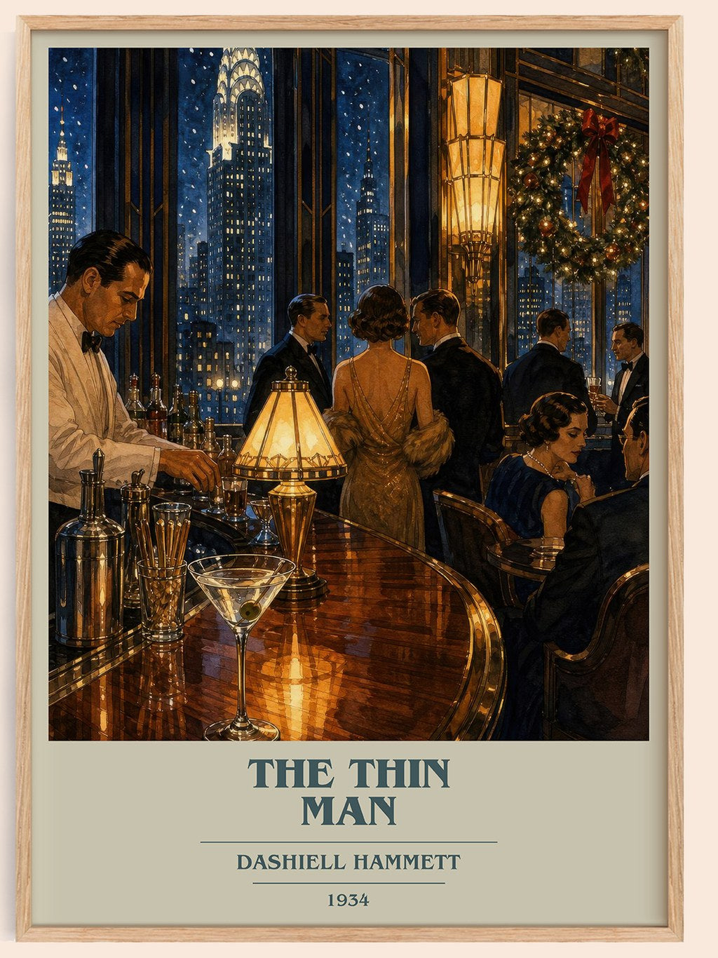 The Thin Man book cover book poster by Dashiell Hammett – framed literary art print