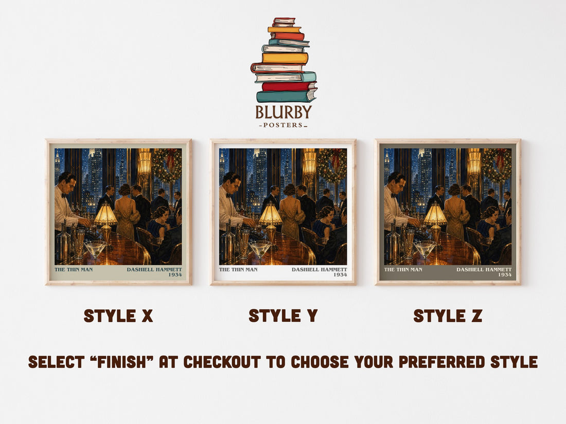 The Thin Man literary print in frame leaning in hallway – mystery wall art (mockup)