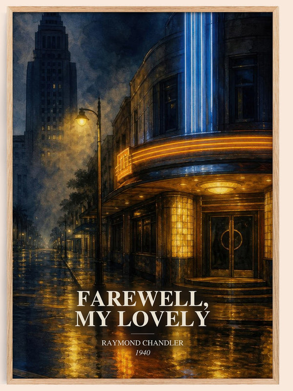 Farewell, My Lovely watercolour book poster by Raymond Chandler – framed literary art print
