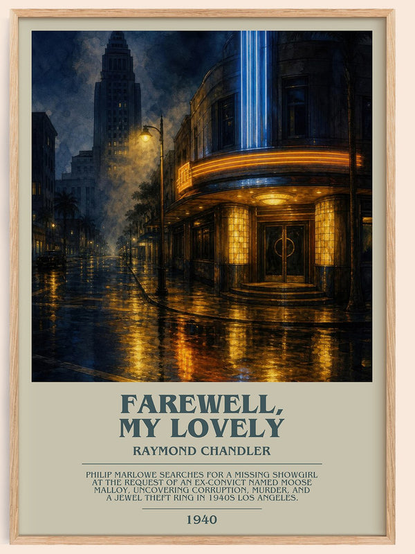 Farewell, My Lovely bookish book poster by Raymond Chandler – framed literary art print
