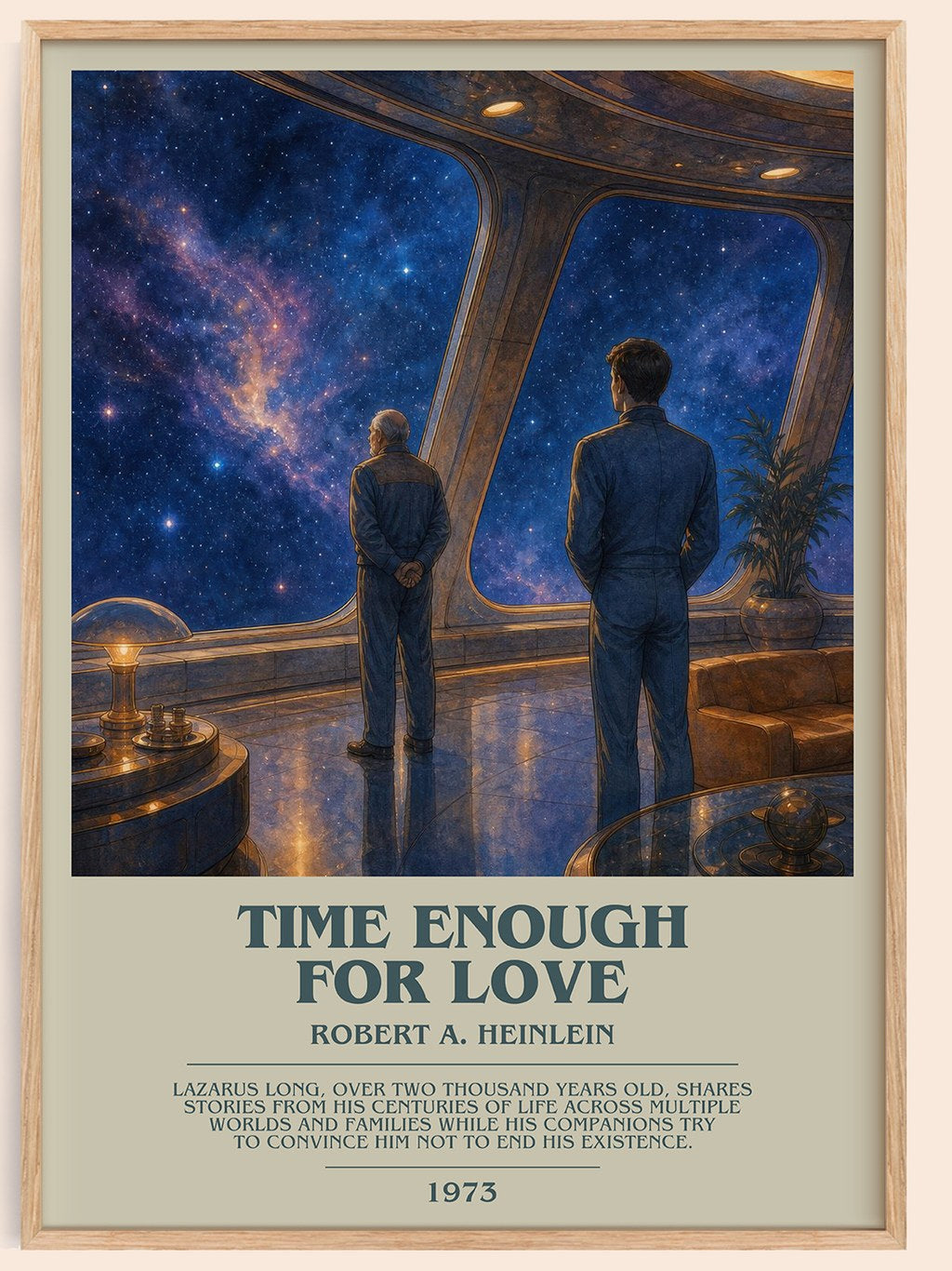 Time Enough for Love bookish book poster by Robert A. Heinlein – framed literary art print