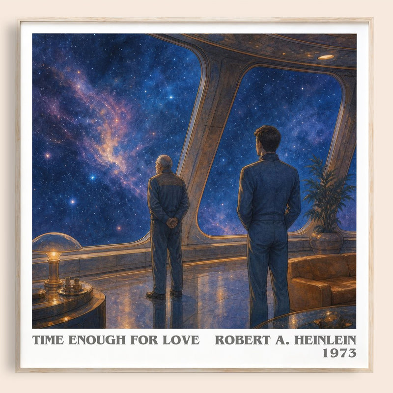 Time Enough for Love literary book poster by Robert A. Heinlein – framed literary art print