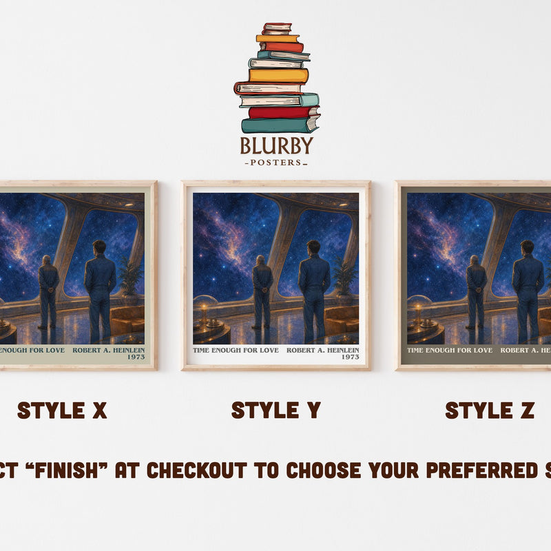 Time Enough for Love literary print in frame leaning in hallway – sci fi wall art