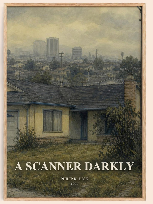 A Scanner Darkly watercolour book poster by Philip K. Dick – framed literary art print