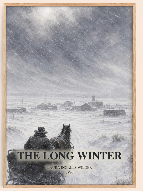 The Long Winter watercolour book poster by Laura Ingalls Wilder – framed literary art print