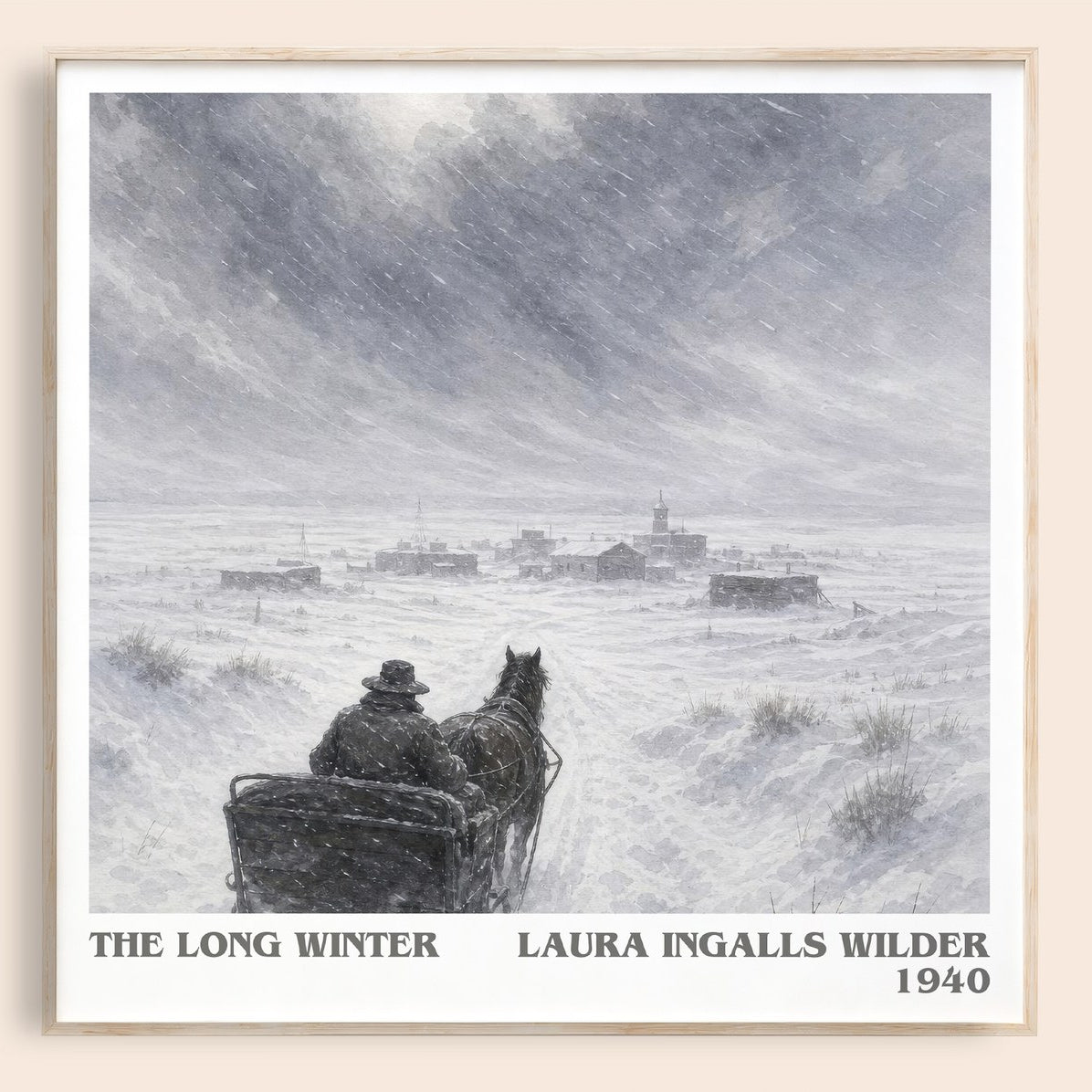 The Long Winter literary book poster by Laura Ingalls Wilder – framed literary art print