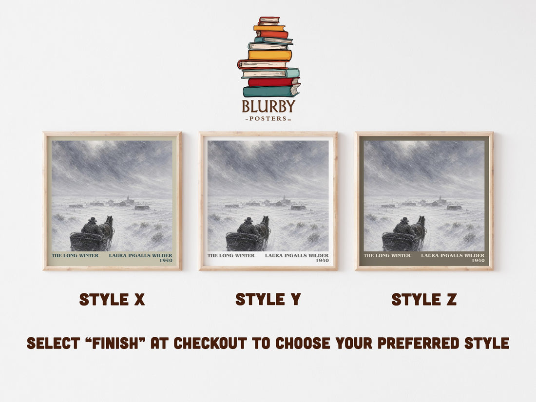 The Long Winter literary print in frame leaning in hallway – childrens wall art (mockup)