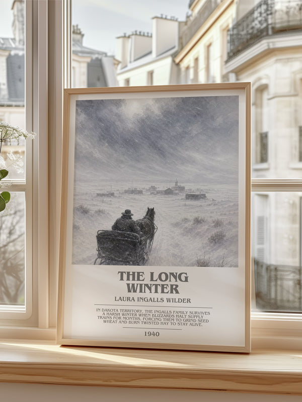 The Long Winter bookish poster colour and style options – Laura Ingalls Wilder book art