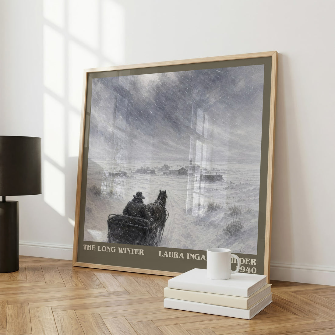 The Long Winter literary print framed by window – literary home decor