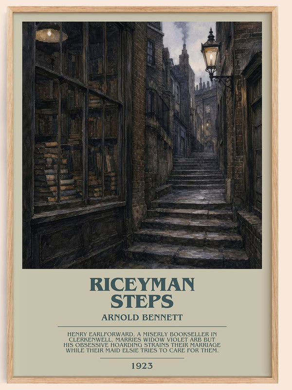 Riceyman Steps bookish book poster by Arnold Bennett – framed literary art print