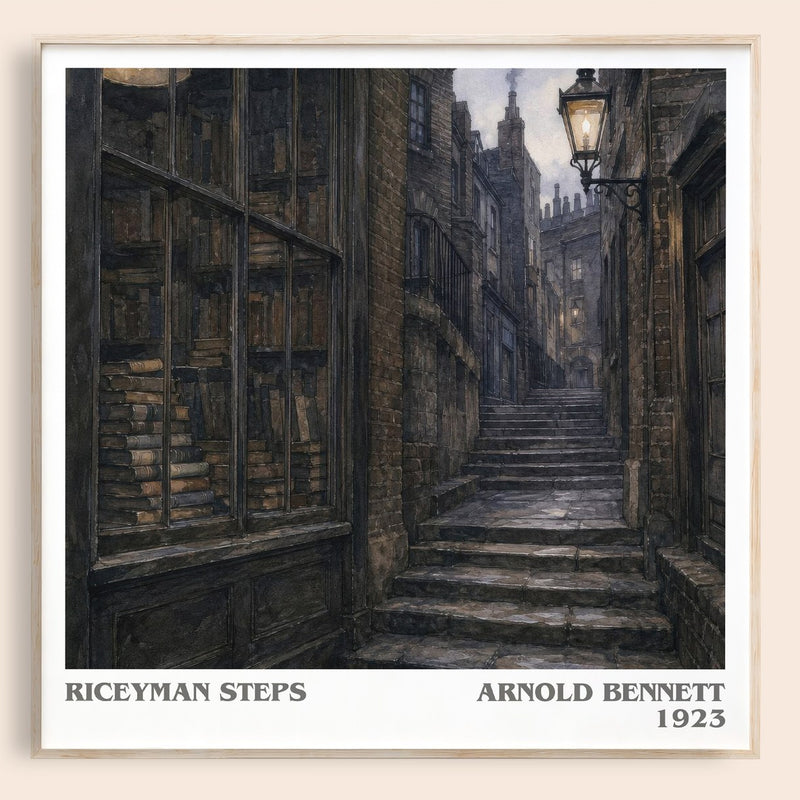 Riceyman Steps literary book poster by Arnold Bennett – framed literary art print