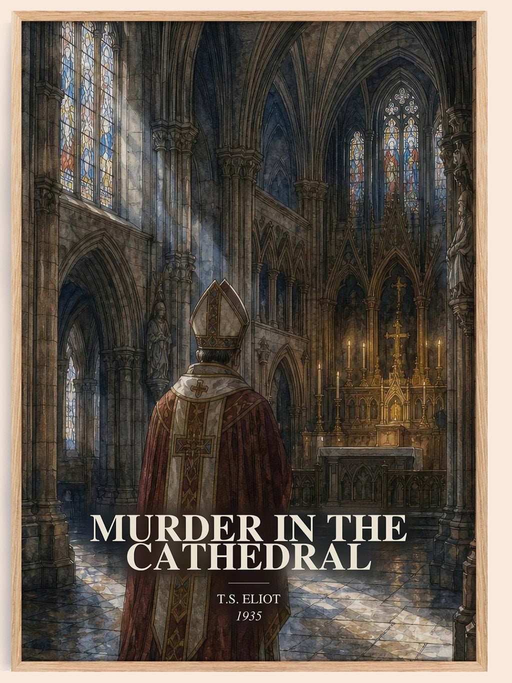 Murder in the Cathedral watercolour book poster by T.S. Eliot – framed literary art print