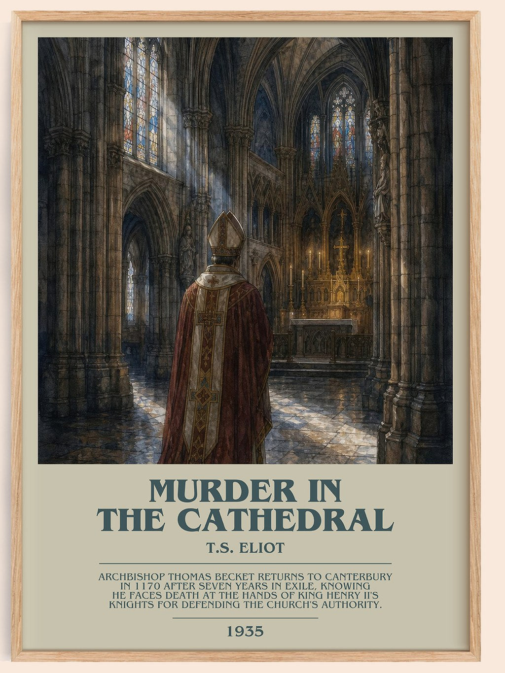 Murder in the Cathedral bookish book poster by T.S. Eliot – framed literary art print