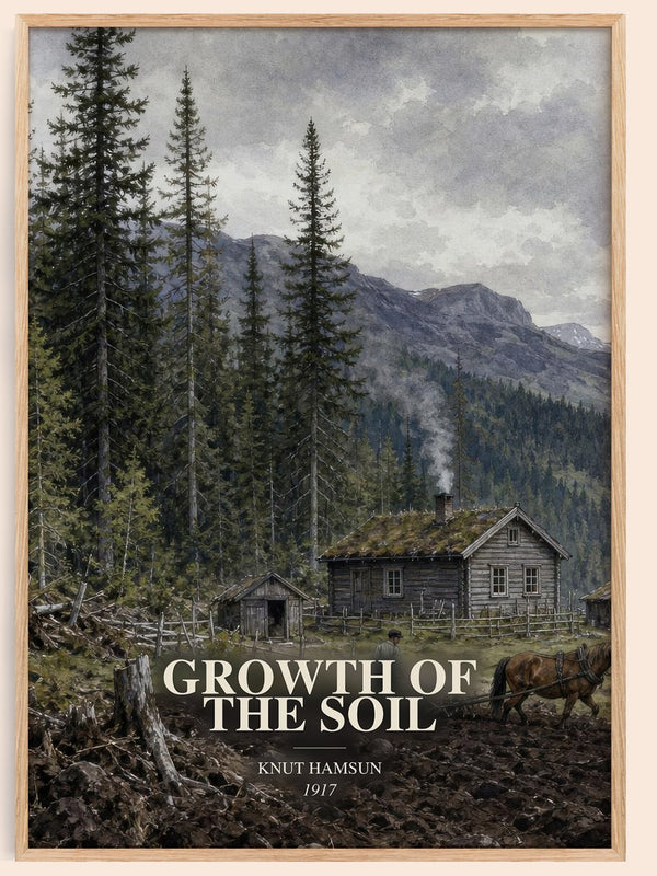 Growth of the Soil watercolour book poster by Knut Hamsun – framed literary art print