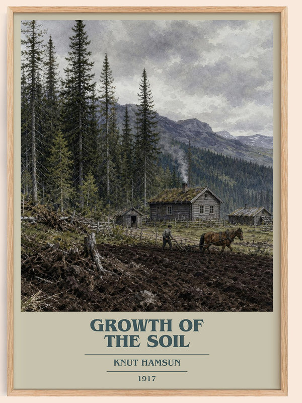 Growth of the Soil book cover book poster by Knut Hamsun – framed literary art print