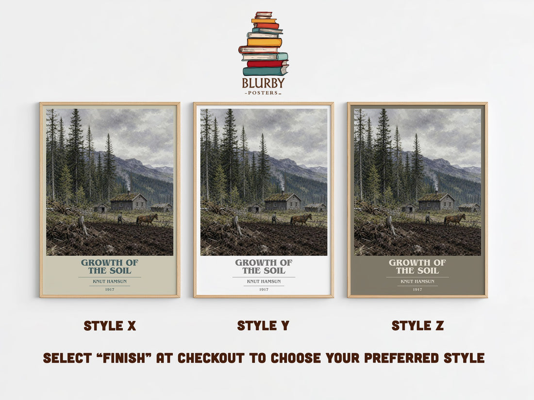 Growth of the Soil book cover print in frame leaning in hallway – literary fiction wall art (mockup)