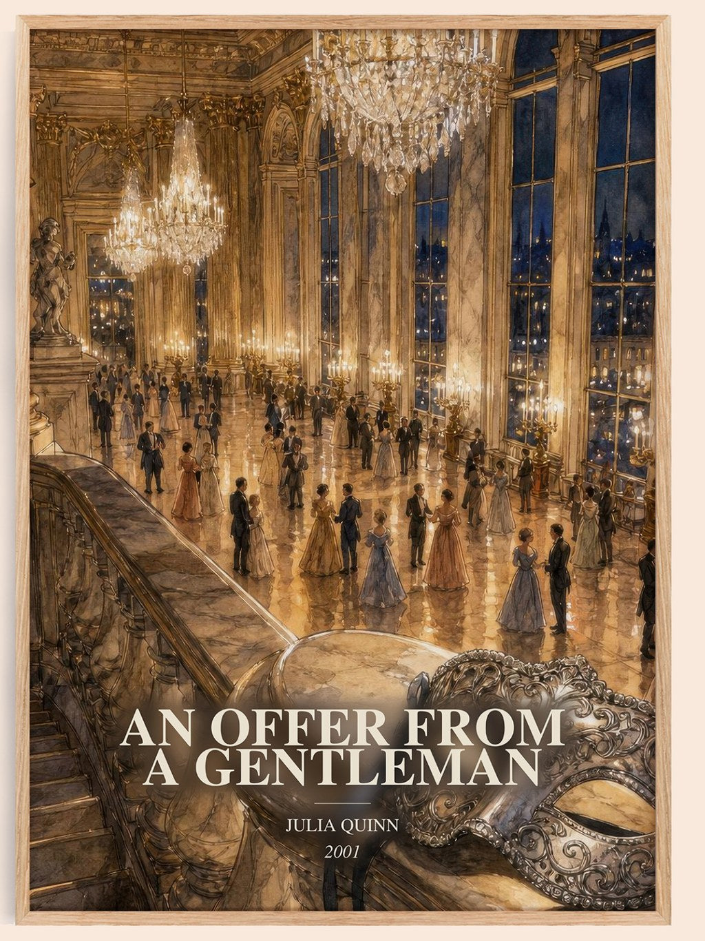 An Offer From a Gentleman watercolour book poster by Julia Quinn – framed literary art print