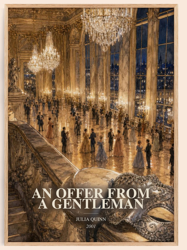 An Offer From a Gentleman watercolour book poster by Julia Quinn – framed literary art print