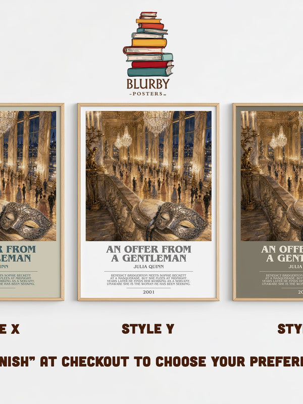 An Offer From a Gentleman bookish print in frame leaning in hallway – romance wall art