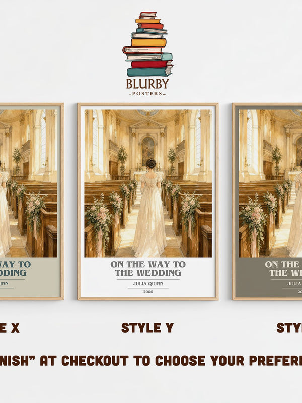 On the Way to the Wedding book cover print in frame leaning in hallway – romance wall art