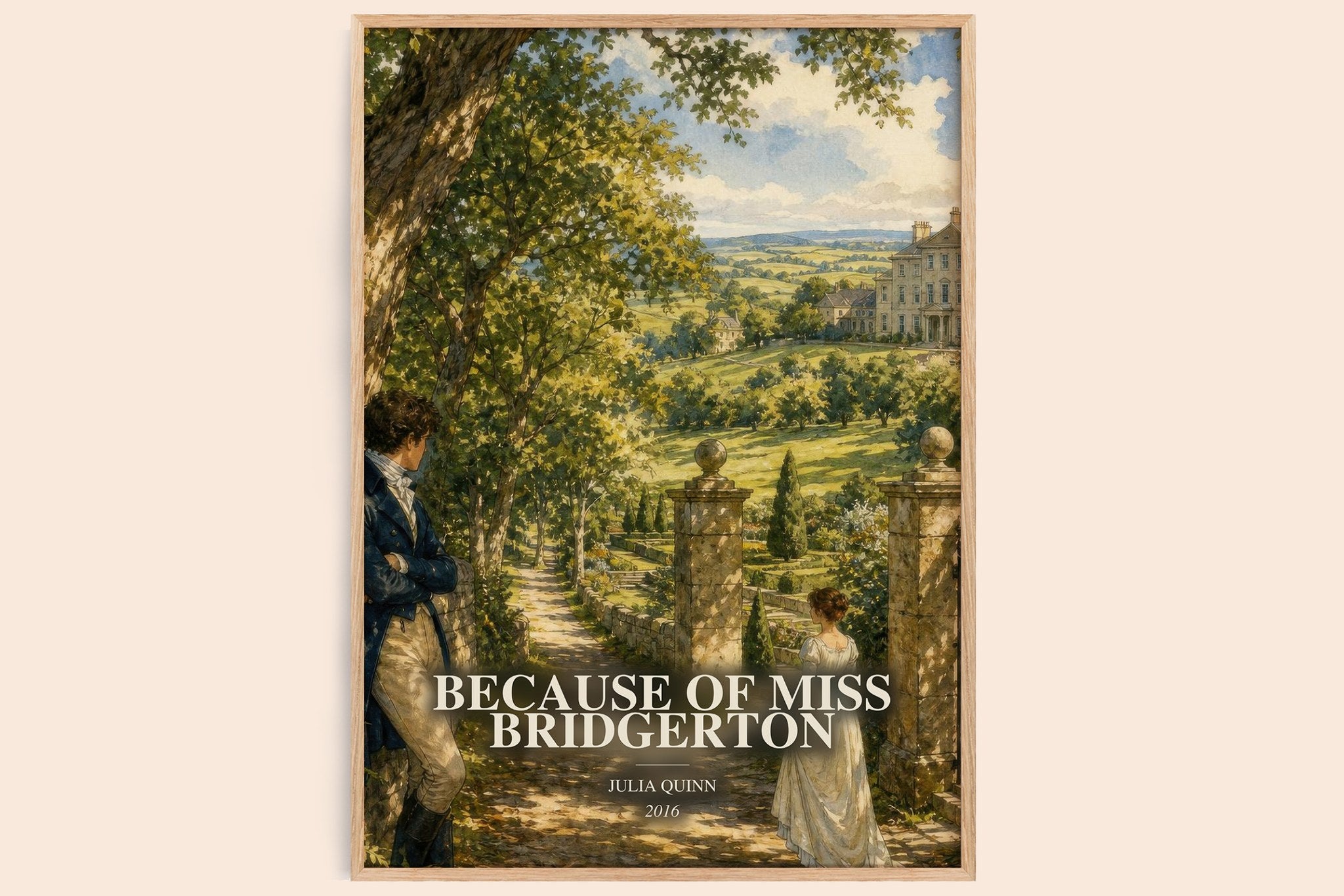 Because of Miss Bridgerton Book Watercolour Illustration by J. Quinn